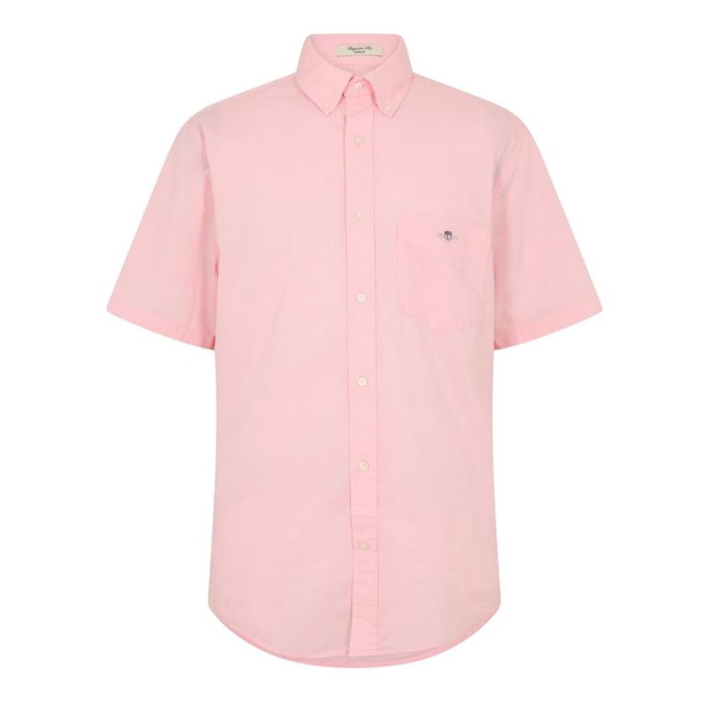 Gant Mens Classic Logo Poplin Short-Sleeved Shirt / Washed/Pink